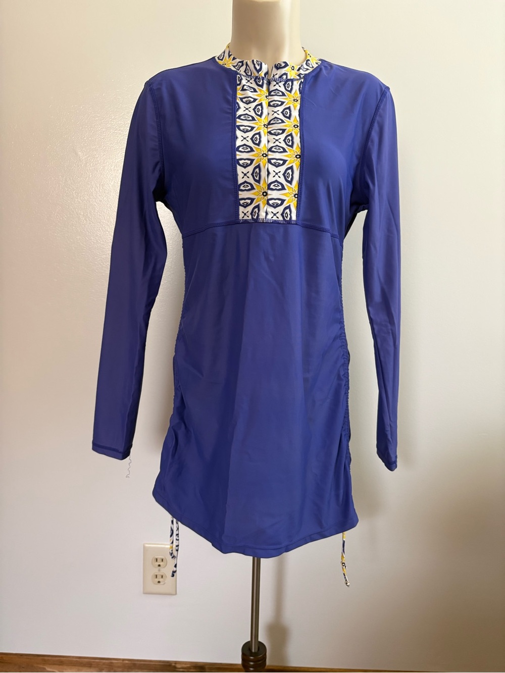 Cabana Life Royal Blue Long Sleeve Rashguard Side Ruching UPF 50+ Protection L